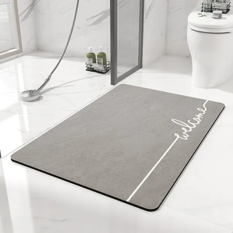 Alfombrilla de Baño de Diatomita Minimalista Absorbente Antideslizante Tapete Letra Estampado Baño Secado Rápido Decoración del Hogar