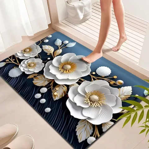 Luxury Floral Diatomaceous Earth Mat Quick Drying Water Absorbent Non Slip Floor Mat For Bathroom Home Decor Door Mat