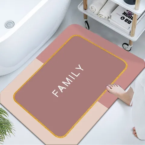 Alfombra de Baño de Diatomita Espesada Alfombrilla Absorbente Antideslizante Estilo Nórdico Estampado Floral Secado Rápido