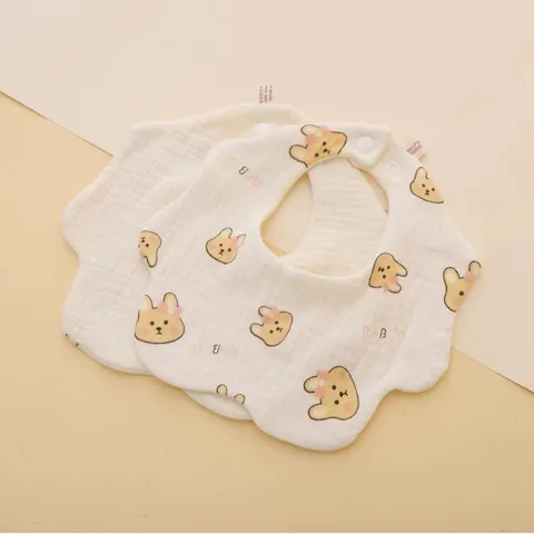 Baby Bibs 100% Cotton 6 Layers Gauze 360 Rotating Petal Absorbent Toddler Feeding Bibs Cartoon Infant Saliva Towel