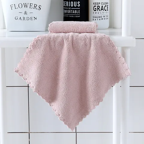 Korallenfleece Waschlappen Weich Saugfähig Gesichtstuch Bogenkante Kleine Handtuch Küchenreinigung Tuch