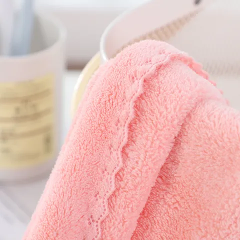 Solid Color Coral Fleece Face Towel Soft Absorbent Quick Drying Bathroom Towels With Paper Belly Band For Daily Use