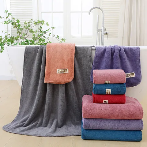 Japanese Style Labeled Coral Velvet Towel And Bath Towel Set Thickened Absorbent Household Face Towel