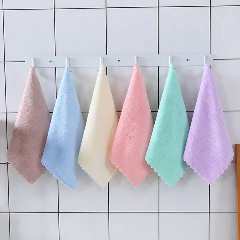Effen Koraalvlies Gezichtshanddoek Zacht Absorberend Keuken Schoonmaakdoek Badkamer Handdoek Eenvoudig Waslabeel