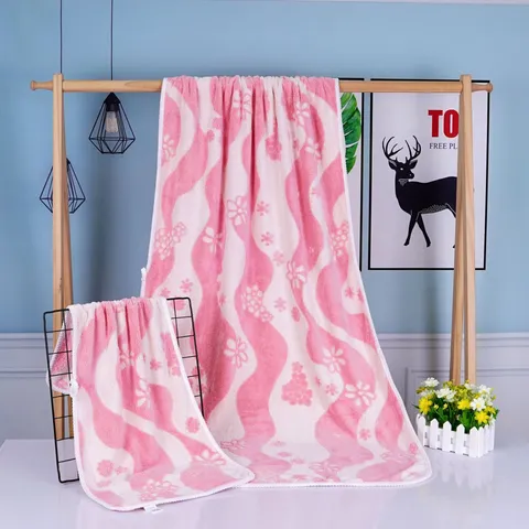 Home Bathroom Jacquard Coral Velvet Towel Set Soft Absorbent Wave Floral Bath Towel Face Towel For Adult Daily Use