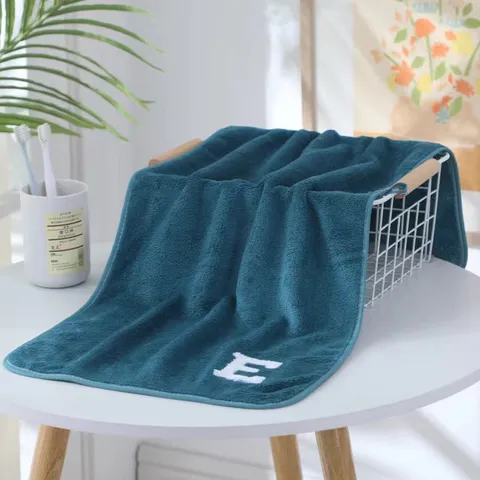 Thickened Coral Fleece Letter Embroidered Towel And Bath Towel Set Soft Absorbent Home Daily Plain Weave Towel Gift Set