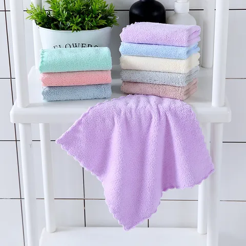 Einfarbig Korallenfleece Gesichtstuch Weich Saugfähig Küche Reinigungstuch Badezimmer Handtuch Glatt Waschlappen