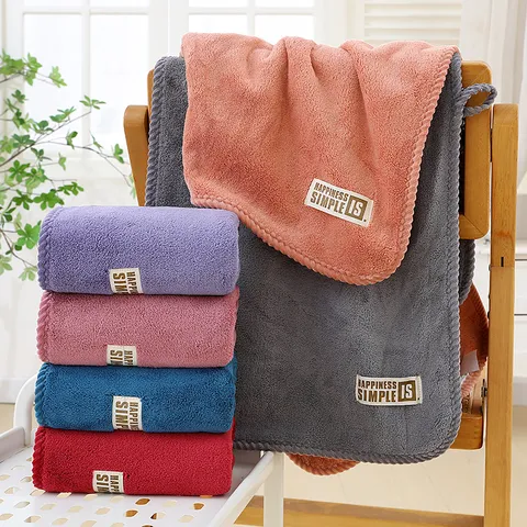 Japanese Style Labeled Coral Velvet Towel And Bath Towel Set Thickened Absorbent Household Face Towel