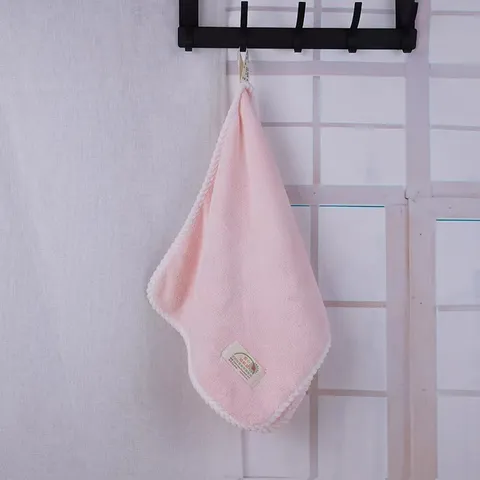 Soft Absorbent Coral Fleece Face Towel Solid Color Bathroom Towel With Edge Binding Daily Hotel Towels