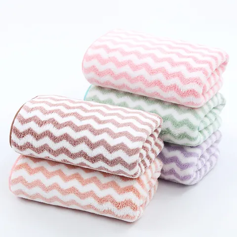 Soft Absorbent Coral Fleece Water Ripple Towel Face Square Towel For Household Kitchen Bathroom Daily Use