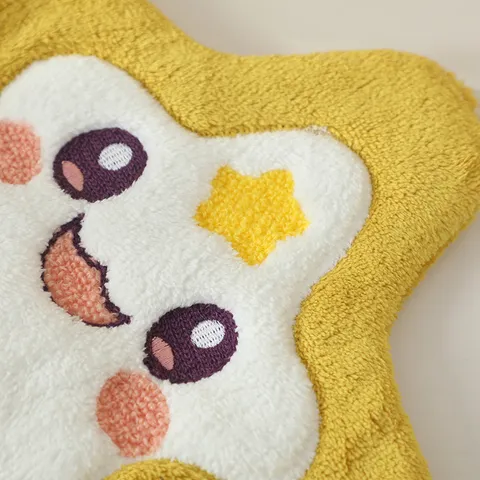 Cute Cartoon Animal Hanging Hand Towel Soft Coral Fleece Absorbent Wipe Cloth Kitchen Bathroom Home Decor