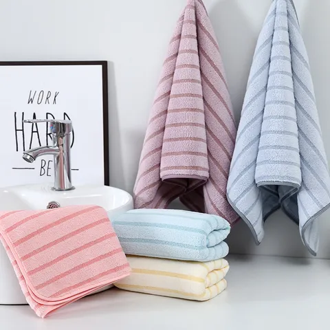 Coral Fleece Vertical Stripe Bath Towel Soft Absorbent Quick Dry Daily Face Towel For Bathroom Hotel Home
