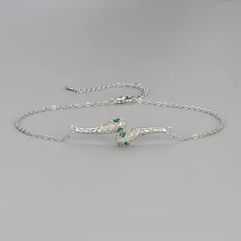 Bracelet de Cheville Serpent en Alliage Strass Plaqué Or Argent Chaîne Réglable Gourmette de Cheville Femmes Bijoux Mode