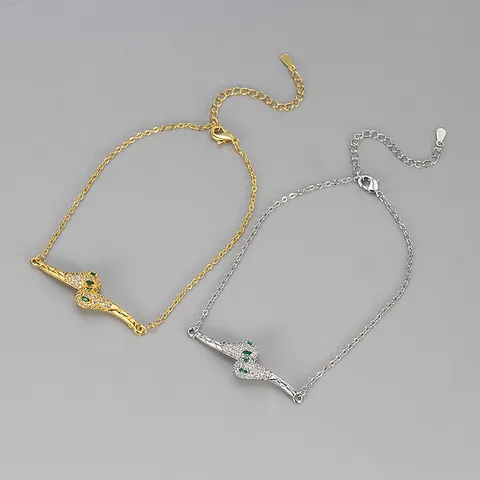 Bracelet de Cheville Serpent en Alliage Strass Plaqué Or Argent Chaîne Réglable Gourmette de Cheville Femmes Bijoux Mode