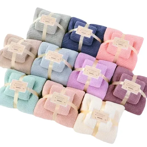 Coral Fleece Towel Set Absorbent Thickened Bath Towel And Face Towel For Home Bathroom Minimalist Style