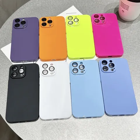 Minimalist PC Hard Phone Case For iPhone Series Drop-proof Solid Color Full Camera Protection Protective Shell