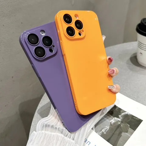 Minimalist PC Hard Phone Case For iPhone Series Drop-proof Solid Color Full Camera Protection Protective Shell