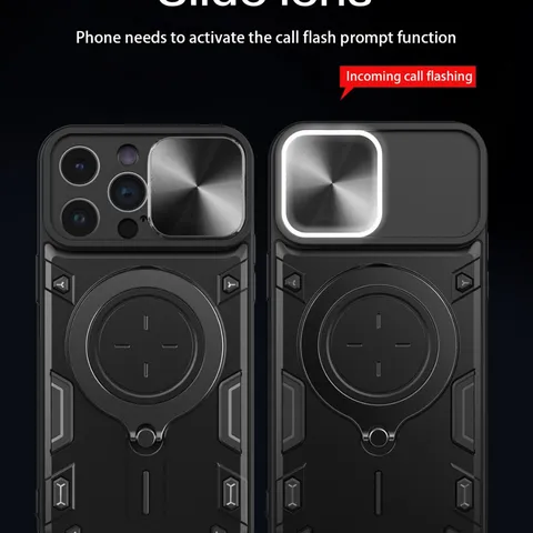 TPU Magnetic Ring Phone Case With Camera Slide Cover Kickstand Drop Proof Protective Cover