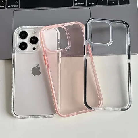 Coque de Téléphone en Silicone TPU Transparent Avec Airbag Anti-Chute Cadre Bicolore Housse de Protection Fine pour Smartphone