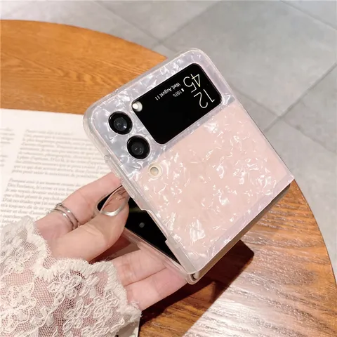 Samsung Galaxy Z Flip Klapphandyhülle Muscheltextur Laser Irideszierende Schutzhülle Weiche TPU Rückseite