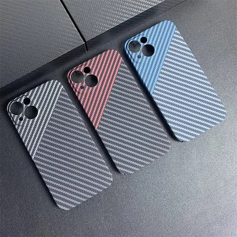Ultra-Thin Carbon Fiber Texture Phone Case For iPhone Anti-Drop Matte Protective Back Cover Full Body Shell