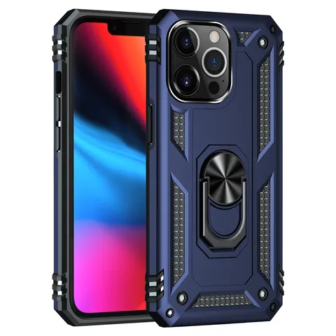 Heavy Duty Armor Phone Case For iPhone Pro Max Shockproof Protective Cover With Rotating Car Ring Holder Stand TPU