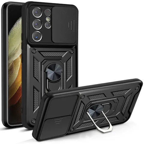Funda Protectora Resistente Con Cubierta Deslizante Para Cámara Y Soporte De Anillo Compatible Con Serie Galaxy