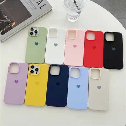 Silicone Frosted Phone Case With Cute Heart Pattern Drop-Proof Protective Back Cover For iPhone