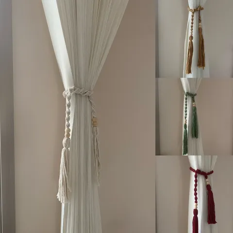 Handmade Braided Cotton Rope Curtain Tieback Bohemian Tassel Window Drapery Holdback Home Decor
