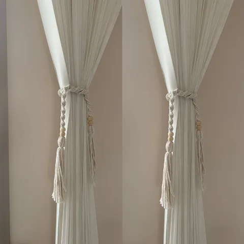 Handmade Braided Cotton Rope Curtain Tieback Bohemian Tassel Window Drapery Holdback Home Decor