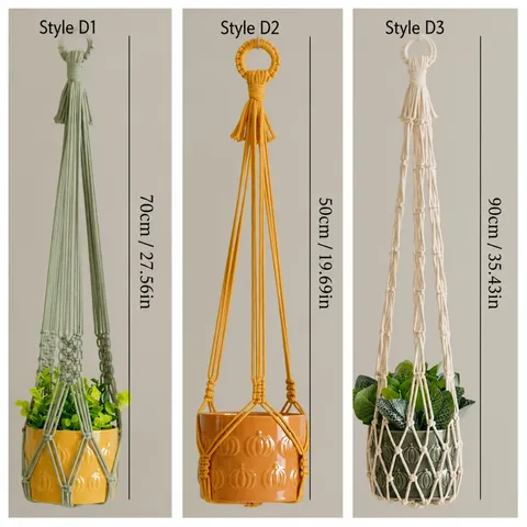 Porte-Plante Suspendu Tissé Fait Main Bohémien Corde en Coton Panier de Jardinière Suspendue Intérieur Extérieur Jardin Décoration Maison