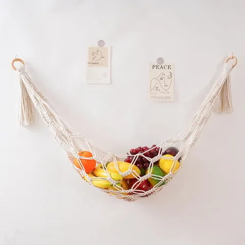 Boheemse Katoenen Geweven Speelgoed Opberg Hangmat Makramee Knuffeldier Net Houder Kinderkamer Muur Hangende Organizer
