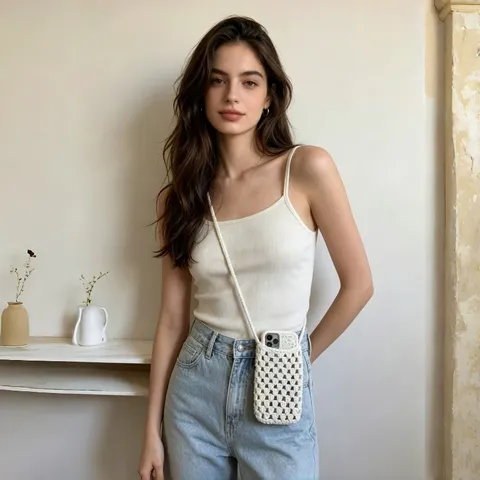 Women Woven Phone Crossbody Bag Vintage Crochet Tassel Small Shoulder Bag Summer Casual Handbag Messenger Bag