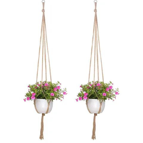 Bohemian Handwoven Cotton Jute Plant Hanger Indoor Wall Hanging Planter Basket Holder Home Garden Decoration