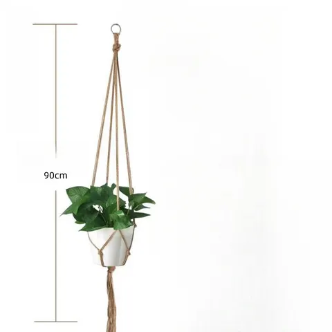 Bohemian Handwoven Cotton Jute Plant Hanger Indoor Wall Hanging Planter Basket Holder Home Garden Decoration