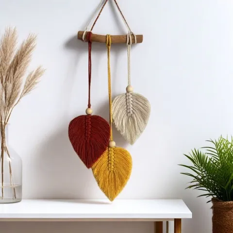 Bohemian Cotton Woven Leaf Tassels Wall Hanging Tapestry Handmade Wall Decor For Living Room Bedroom Home Decoration