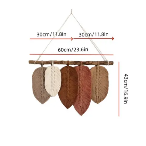 Bohemian Handmade Woven Cotton Wall Hanging Tapestry Macrame Leaf Decor For Living Room Bedroom Home Art