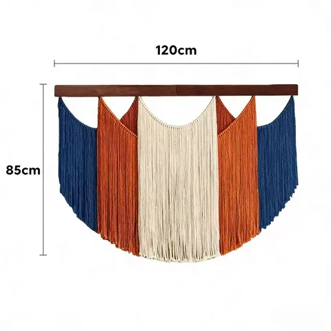 Bohemian Woven Tapestry Handmade Wall Hanging With Wooden Dowel Multicolor Tassels Aesthetic Wall Decor For Living Room Bedroom Home