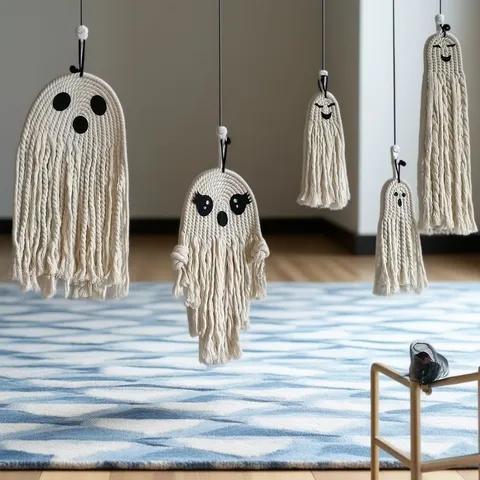 Halloween Cotton Woven Ghost Wall Hanging Tapestry Evil Eye Bohemian Handmade Party Decor Home Ornament