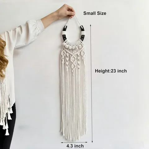 Bohemian Horseshoe Wall Hanging Cotton Woven Tapestry With Tassels Wooden Beads Western Equestrian Home Decor