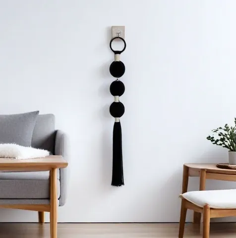 Boho Cotton Woven Tapestry Wall Hanging With Spherical Tassels Handmade Macrame Wall Decor For Bedroom Living Room Home Aesthetic