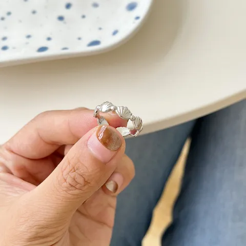 925 Sterlingsilber Muschel Offener Ring Für Damen Minimalistischer Verstellbarer Muschelring Minimalistischer Feiner Ozeanschmuck