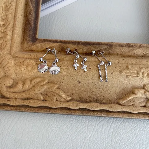 925 Sterlingsilber Ohrstecker Für Damen Süße Muschel Kreuz Spiral Strass Piercing Ohrringe Elegant Alltag Hypoallergen Feiner Schmuck