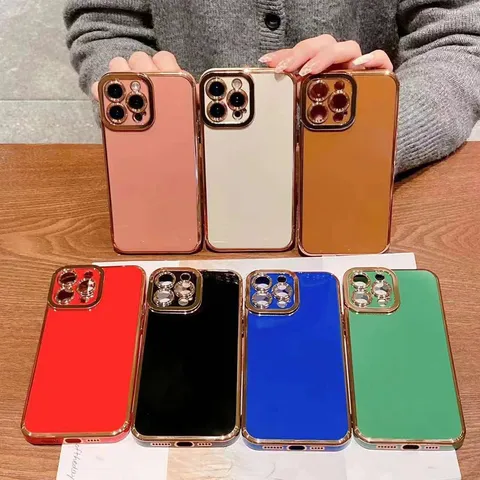 Coque de Téléphone à Protection de Caméra Galvanisée Compatible Avec iPhone 16 15 14 13 12 11 Pro Max Housse en Silicone Souple