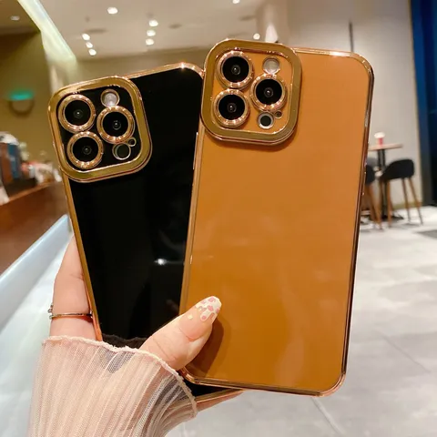 Electroplated Silicone Phone Case High Gloss Solid Color Soft Protection Cover Compatible For iPhone Series