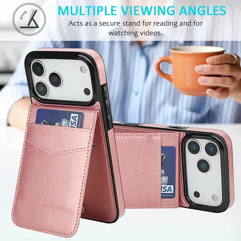 Kunstleer Flip Portemonnee Telefoonhoesje Met Kaartsleuven Standaard Schokbestendige Beschermhoes Compatibel Voor iPhone Serie