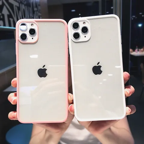 Funda de Teléfono Posterior de Silicona Acrílica con Marco Transparente Minimalista Carcasa Protectora Ultrafina Antichoque Transparente Compatible Con IPhone