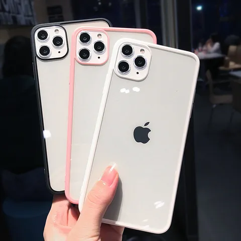 Funda de Teléfono Posterior de Silicona Acrílica con Marco Transparente Minimalista Carcasa Protectora Ultrafina Antichoque Transparente Compatible Con IPhone