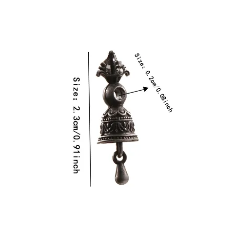 Tibetan Nepal Style Alloy Vajra Bell Small Charm Antique Silver Finish For Buddhist Bracelet Necklace Craft DIY Jewelry Findings