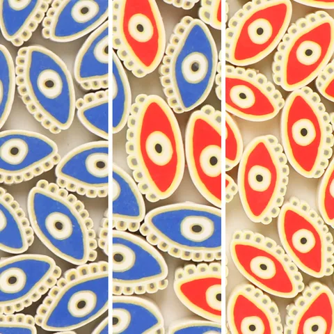 Polymer Clay Evil Eye Loose Beads For DIY Jewelry Making Handmade Nazar Eyelash Pattern Beads For Bracelet Necklace Accessories